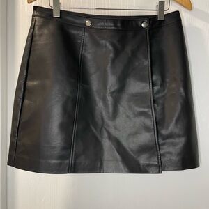 ASOS Faux Leather Mini Wrap Dress in Black. Size 8